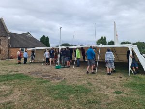 Erecting the marquee
