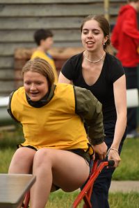 Trolley transportation in the obstacle course for yellow team