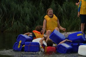 Yellow team's sinking raft